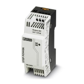 Phoenix Contact 2868635 Power Supply; AC-DC; 24V@0.75A; 85-264V In; Enclosed; DIN Rail Mount; STEP Series