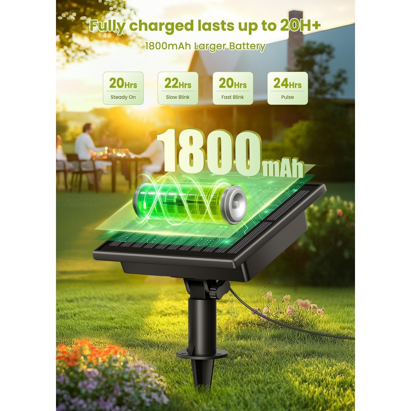 Brightown Solar String Lights Outdoor Waterproof with Remote Cable Ties