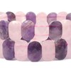 Amethyst Rose Quartz Gemstone Faceted 14mm Oval Beads Stretch Bracelet