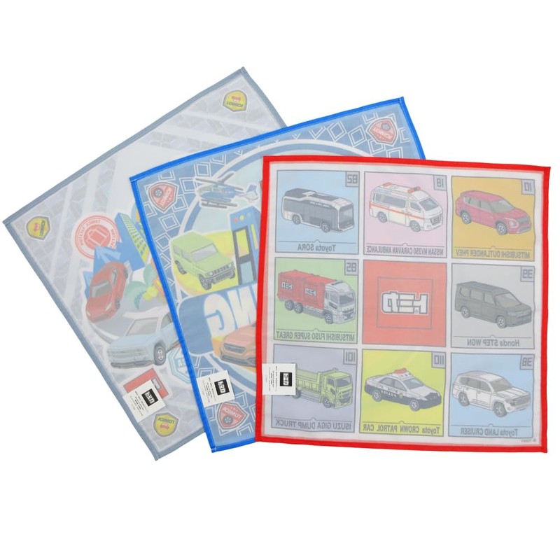 35601 Tomica Napkin 3-piece Set, Set of 3 with Different