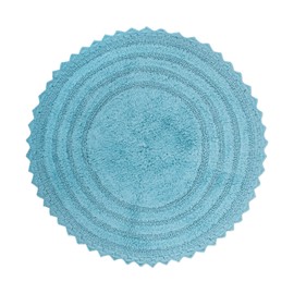 DII Crochet Collection Reversible Bath Mat, Round, 27.5" Diameter, Cameo Blue