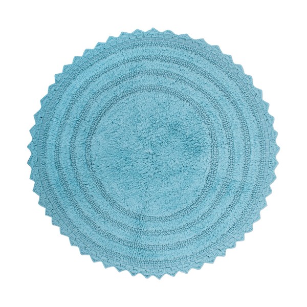 DII Crochet Collection Reversible Bath Mat, Round, 27.5" Diameter, Cameo