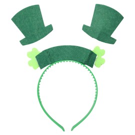 Needzo Happy Saint Patrick's Leprechaun Costume Headband, Green Top Hat Bopper Hair Accessories, One Size Fits Most