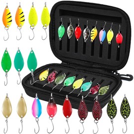 BDHYYM Trout Spoon Set 16 Pieces Trout Bait Artificial Bait Spinner Blinker Set Trout Bait Spoons Trout 2.5g/3.5g/5g Fishing Accessories Set with Storage Box for Perch Pike Zander Trout Fishing