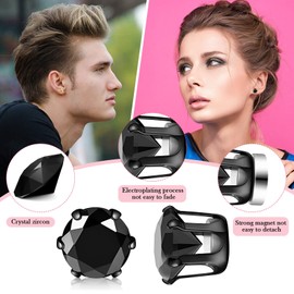 Xinjieda 3 Pairs Magnetic Earrings for Men Magnetic Earrings clip on earrings men Set, Non Pierced Magnet Design Fake Ear Stud Stainless Steel Mens Earrings Diamond Magnet Earrings for Men Gift
