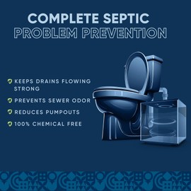 Septic Tank Treatment Packets | Enzyme Rapid Action Breaks Down Grease, Paper, Organic Solids - Controls Drain & Septic Odors - Eco Safe Sewage Backup Prevention (Pack of 24)