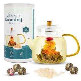 Blooming Flower Tea Gift Set,12 Unique Herbal Flowering Green Tea Balls with 12 Rock Sugar| Individually Wrapped for Christmas, Anniversary, Valentine, Birthday(12 Count)