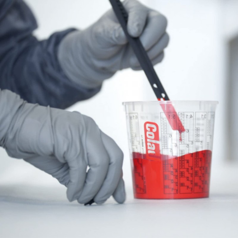 Colad Disposable Clear Solvent Resistant Paint Cups with Printed Mixing