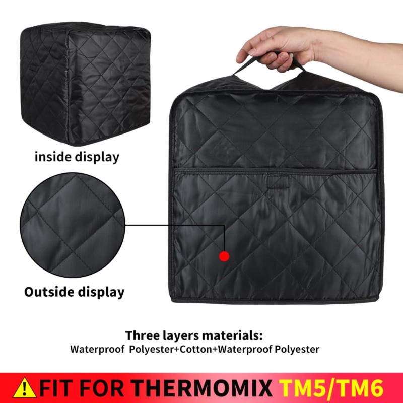 KochSync Dust Cover for Thermomix TM5/TM6 - Black Cover with