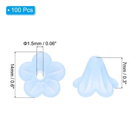 PATIKIL Frosted Flower Beads, 100 Pcs Acrylic Trumpet Flower Beads for Bracelets, Earrings, Necklaces, Jewelry Making and DIY Crafts, Blue