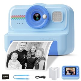 HiMont - Cámara de impresión instantánea para niños, 1080P HD, 3 Rollos de Papel y Tarjeta de 32 GB, Regalo Ideal para niños y niñas de 3 a 14 años (A