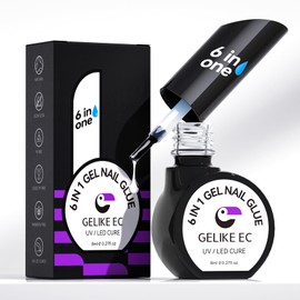 Gelike EC Gel Nail Glue for Beginners: 6 in 1 Strong Adhesive UV Nail Glue Press On Natural Acrylic Nail Tips for Salon Manicurist DIY Hema-Free Vegan 9 Toxics-Free Quick Dry Soak Off Low-Odor