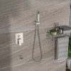 Brushed Nickel 12-Inch Ceiling Mount Square Shower System Waterfall Tub