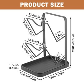 2-Tier Pot Lid Holder with Detachable Drip Tray for stove top,Kitchen Organizer Spoon rest, Kitchen Pot Lid Storage Rack for pan covers, cutting boards,Countertop or Wall Mounted, Durable, Rustproof