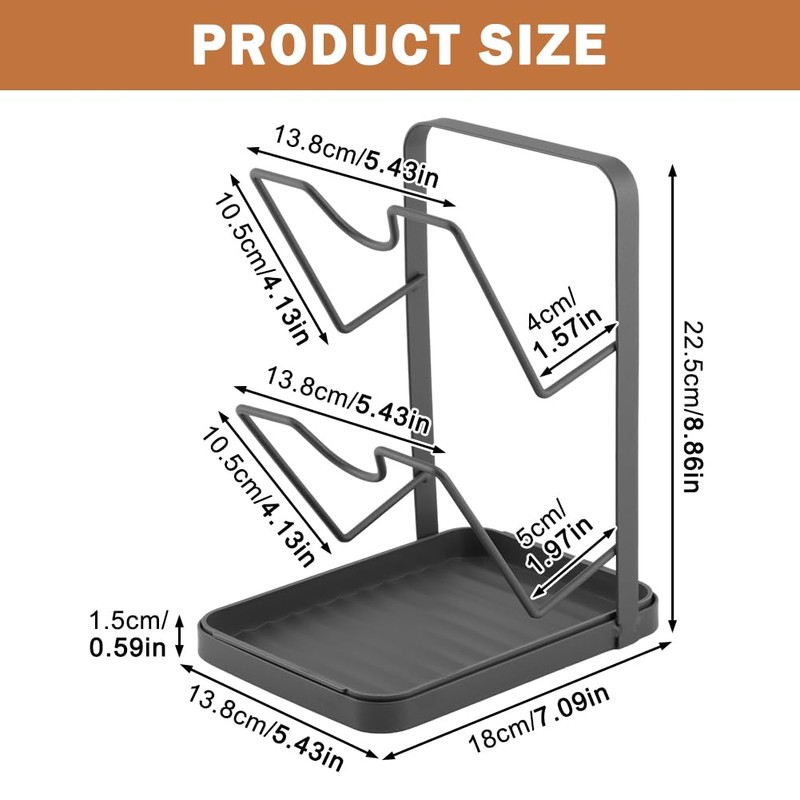 2-Tier Pot Lid Holder with Detachable Drip Tray for stove