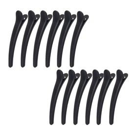 Hair Clips for Styling, FXBLING 12 PCS Non-Slip Black Plastic Duckbill Alligator Hair Barrettes Pins for Women, Baby Kids and Girls (4.7")