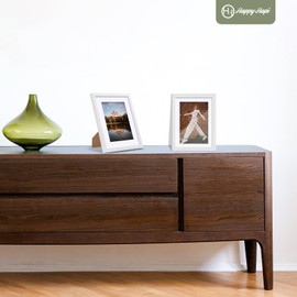 HappyHapi 5x7 Picture Frames, 4 Pack Photo Frames, Display Pictures 5x7 without Mat or 4x6 with Mat, Wall Hanging Photo Frame or Tabletop Display (White)