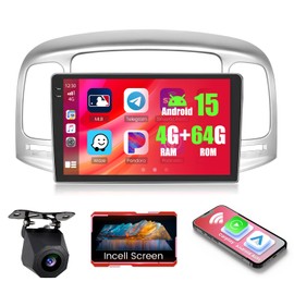 Realdio 4+128GB Android 15 Car Radio for Hyundai Accent 2008-2011 with Wireless Carplay Android Auto, 9" in-Cell Touchscreen Car Stereo for Accent with WiFi Bluetooth GPS FM/RDS EQ Backup Camera MIC