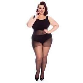 All Woman Plus Size 20 Denier Hips Up To 90" (225cms) Single Pack Black UK32/42