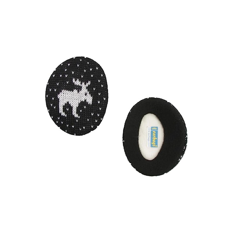 Earbags Bandless Ear Warmers/Earmuffs Knitted Elk ­ Black - Medium