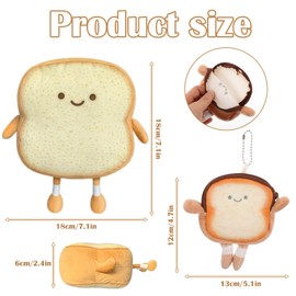 YcsRnn Plushies, Cute Toast Plush Toy Set with Hanging Buddy, Soft Huggable Pillow for Kids and Adults, for Birthdays and Decor