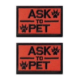 Pack of 2 Tactical Fun Ask to Pet Embroidered Badge Emblem Service Dog Tactical Patch for Medium and Large Dogs Vest Harness Clothing