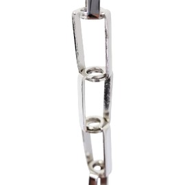 RCH Hardware Polished Nickel Solid Brass Chain for Hanging, Lighting - Recangular Cage with Centre Hole and Welded Links (1 Foot)