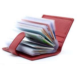 RAS Mens Womens Small Leather 24 Credit Cardholder with Popper Button Fastening 602 (Red)