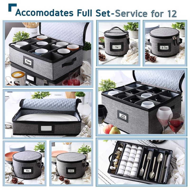 STORAGEBUD China Storage Containers Hard Shell, 8 Piece Flatware &