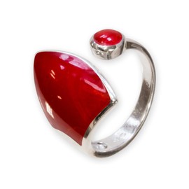 Fly Style 925 Silver Women's Open Ring Adjustable 925 Silver Ring with Stone or Shell Inlays, Shell, No Gemstone