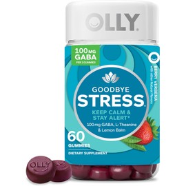 OLLY Goodbye Stress Gummy, GABA, L-Theanine, Lemon Balm, Stress Relief Supplement, Berry - 60 Count