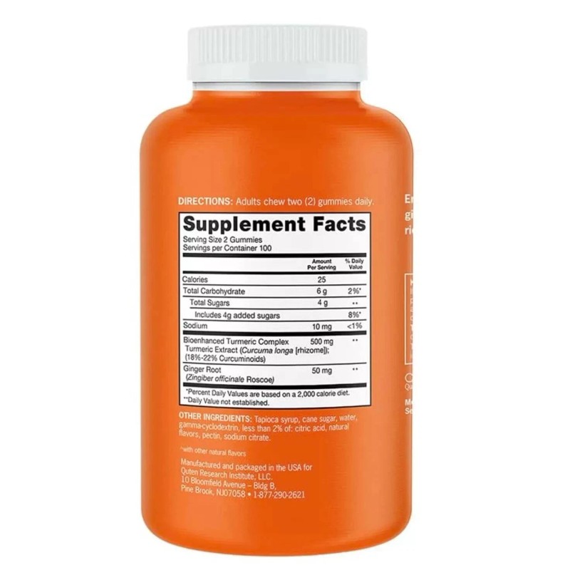 Qunol Turmeric Plus Ginger, 100 Day Suply 200 Gummies 500mg