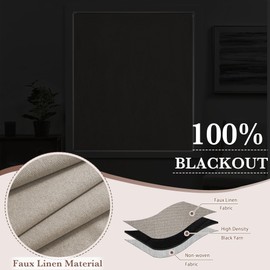 StangH No Drill Cordless Roman Shade for Windows, 100% Blackout Linen Privacy Shade Thermal Insulated Magnetic Window Covering for Bedroom Living Room, Greyish Beige, W 48 x L 72, 1 Panel