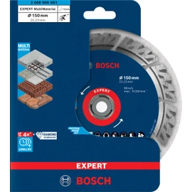 Bosch 1 x Expert MultiMaterial Diamond Cutting Discs (for Concrete, Reinforced Concrete, Diameter 150 mm, Professional Accessories Large Angle Grinder)