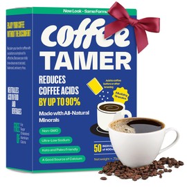Coffee Tamer Acid Reducer – 50 Packets – Transforms Regular Coffee to Low Acid – All-Natural Minerals – Reduces Acidity by 90% – Keto Friendly, Sugar Free, Non-GMO