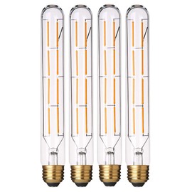 YFXRLIGHT Dimmable T10 led Long Bulb 8W Equal 80 watt E26 Light Bulb Warm White 2700K Edison Tube Light Bulbs 700LM for Rustic Pendant,Industrial Pipe,Wall sconces,8.9inch,Pack of 4