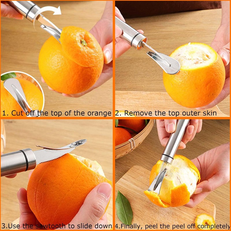 Orange Citrus Peelers 2PCS Upgraded - Stainless Steel Slicer Cutter