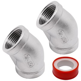Sydien 45 Degree Elbow 2PCS, 3/4" NPT Female x 3/4" NPT Female 304 Stainless Steel Pipe Fitting, Connector Coupler Apply to Outdoor/Garden/Industrial