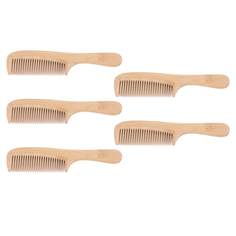 5pcs Bamboo Hair Comb Anti Statics Round Teeth Fragrance Wide