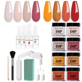 AOBOO Dip Powder Nail Kit-8 Colors Dipping Powder Set with 4 Type Glue and Nails Art Tools Set,Dip Powders Starter Kit for Nail Art Manicure DIY Salon