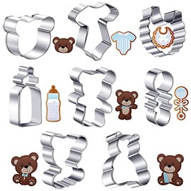Juego de 8 cortadores de galletas de oso para baby shower, estilo clásico, molde de galletas para el hogar, cocina, hornear, galletas, baby shower, suministros de fiesta