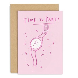 Old English Co. Time to Party Happy Birthday Card for Him Her - Congratulations Card for Exams, New Job, Graduation - Blank Inside & Envelope Included