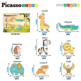PicassoTiles Magnet Building Blocks 8 Safari Animal Magnetized Action Figures Compatible with Magnetic Assembly Build Tile Toys Accessory Toyset STEAM Educational Learning Girls Boys Ages 3+ PTA22