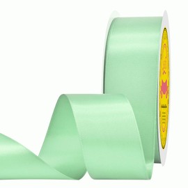 LEEQE Double Face Pastel Green Satin Ribbon 1-1/2 inch X 50 Yards Polyester Pastel Green Ribbon for Gift Wrapping Very Suitable for Weddings Party Hair Bow Invitation Decorations and More