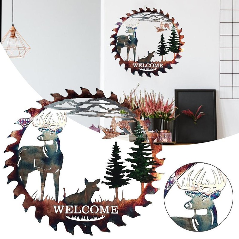 Metal Wall Art Cut Decor Elk Saw Blade Wall Deer