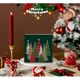 ULEGIE Funny Christmas Trees Wooden Box Sign Plaque, Christmas Decorations for Bedroom, Merry Christmas Wood Box Sign Rustic Art Home Shelf Desk Decor 5 x 5 Inches