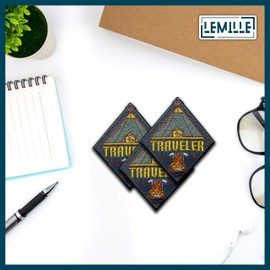 LEMILLE - Parche para viajero, tamaño de 3 pulgadas, parches para coser y acampar, parches de tela para ropa, jeans, mochilas, sombreros, parches para planchar para ropa, regalos para amantes de los