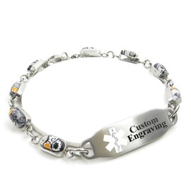 My Identity Doctor - Medical Alert Bracelet for Women with Engraving - 5mm Steel, Glass - White - Wrist Size 5.5 Inch