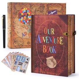 Our Adventure Book Travel Journal & Scrapbook - 164 Page 8.2 * 5.9 inch Scrapbook, Vintage 3D Embossed Photo Album & Travel Diary | Anniversary Wedding Valentine Gift Set for Couples