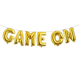 GAME ON Balloons Black Birthday Game Theme Banner Decoration & Supplies (Game on Gold)
